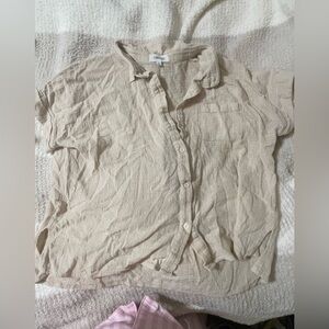 Casual Beige Button-Up Shirt